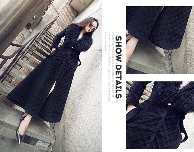 ファー 付き キルティングコート アウター コート 上着 ロングコート