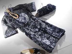 ★13号（ＸＬ）☆キャミワンピ付刺繍入りオ－ガンジ－コ－ト(OPN6974)