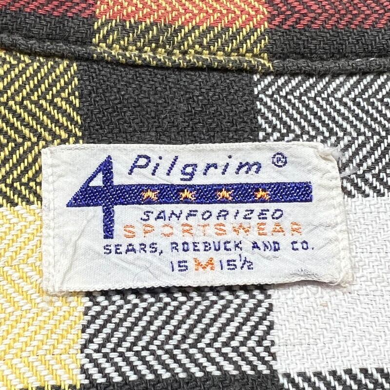 60's pilgrim ピルグリム ブロックチェックオープンカラーシャツ