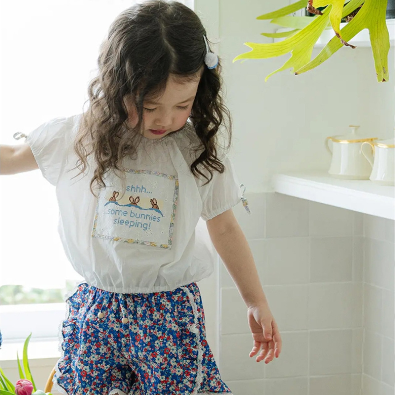 夏英字プリントTシャツ