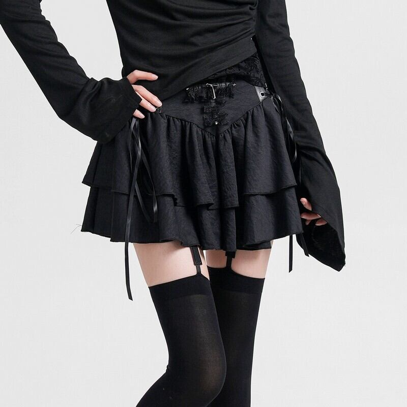 Lace-up mini skirt r0135