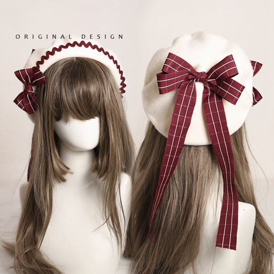リボン付き ベレー帽 フレンチガーリー 森ガール風 クラロリ