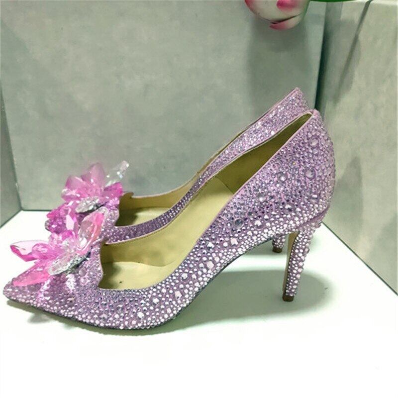 【新作】【送料無料】 春と秋の女性のフルレザーハイヒールクリスタルシューズ女性の新しい尖ったスティレットハイヒールの結婚式の靴ブライダルsh スプリング 春物 オータム 秋物 10b331675984734