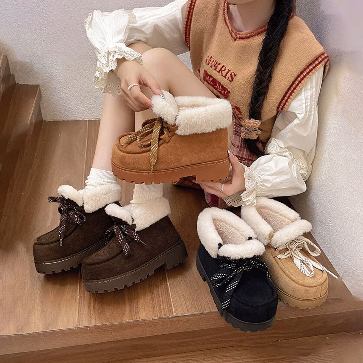 ムートンブーツ もこもこ ふわふわ レディース 秋冬 韓国 厚底 ブーツ おしゃれ 大人 かわいい きれいめ 裏起毛 防寒 保温 暖かい 大人可愛い 大人女子