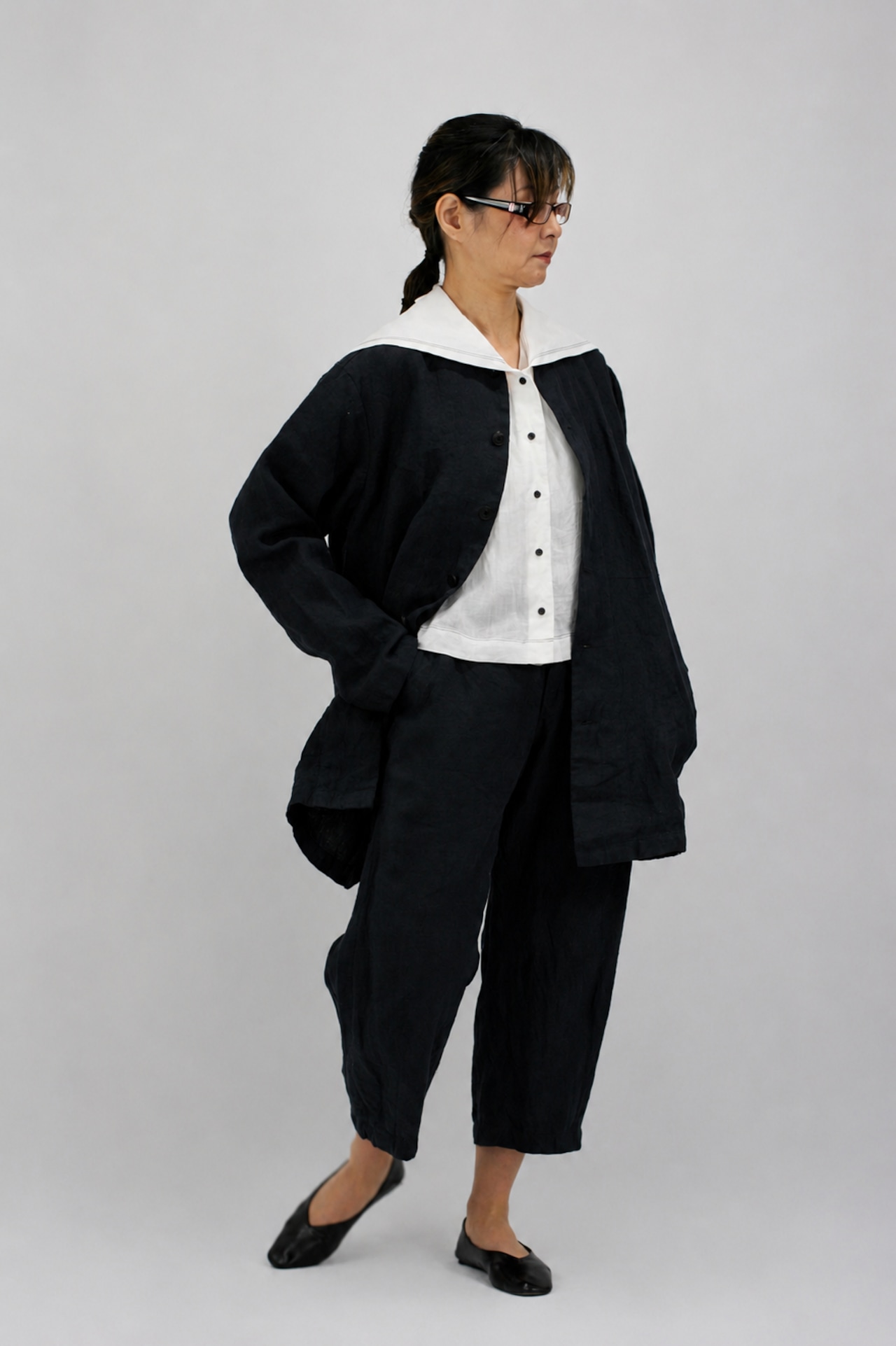 【Vlas Blomme】KL Canvas DARTS PANTS / Dark Navy(63507035)