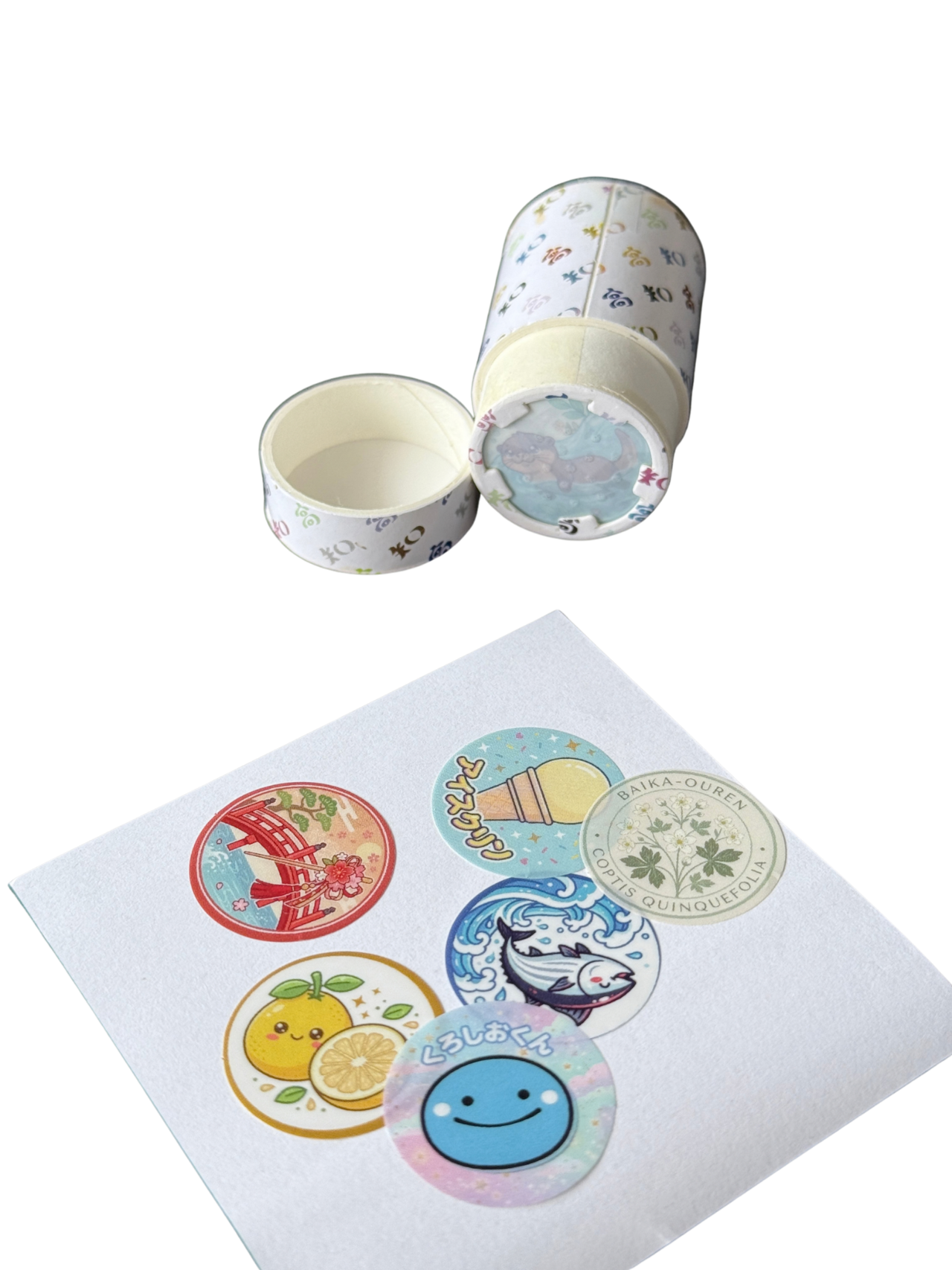 高知のポンポンスタンプシール くろしおくんコラボ　高知の名物シリーズ（98枚＋予備数枚入り）