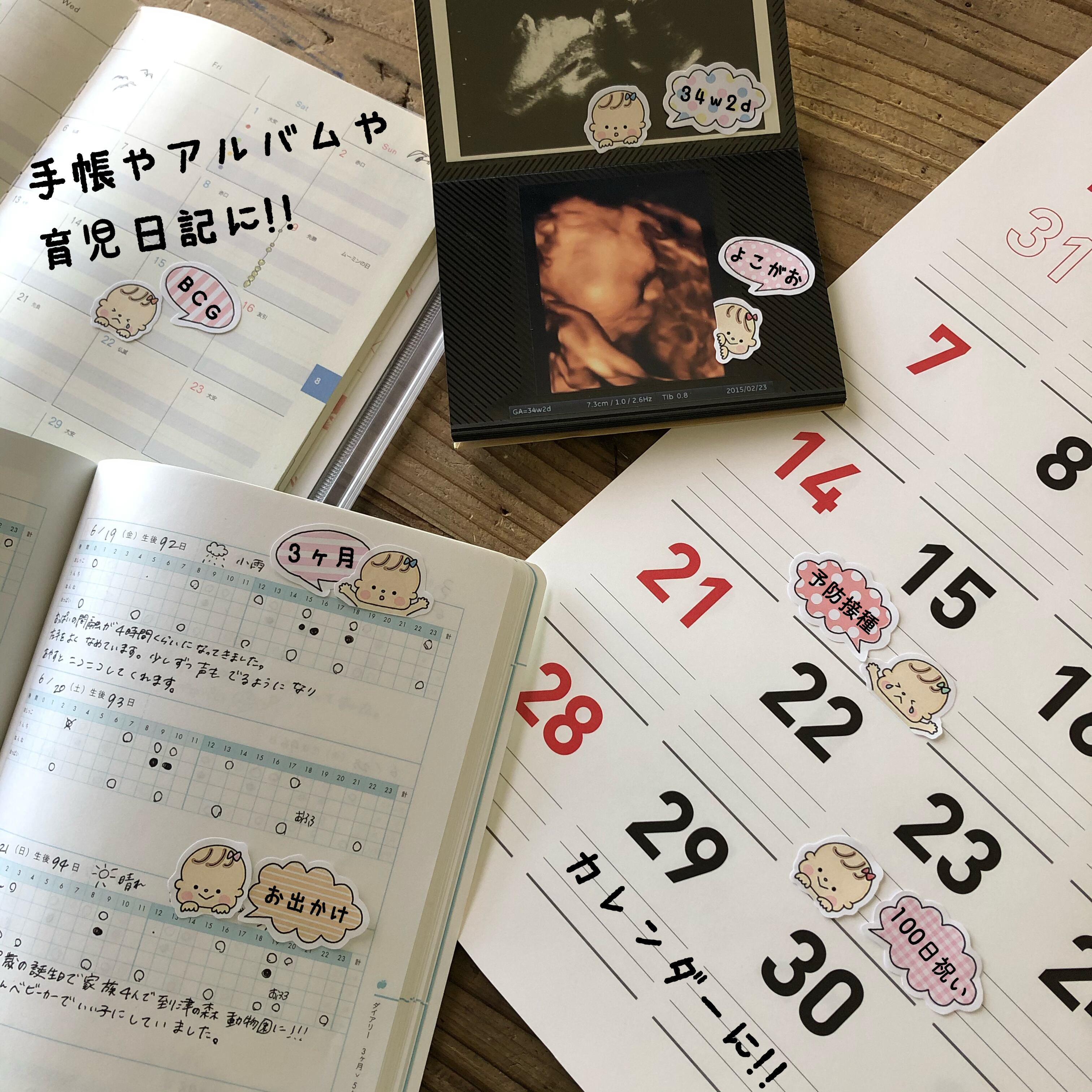 シール】ひょっこりベビーのアルバムフレーク ✎*。赤ちゃんのアルバム