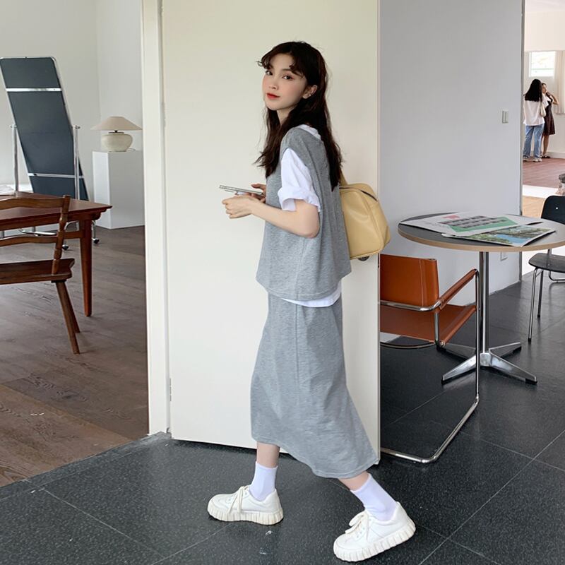 サマーレッドスカート ストリート 夏物 試着室75586065935