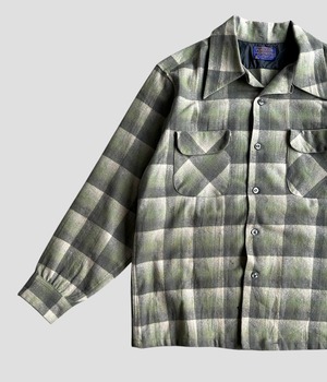 -PENDLETON- Vintage 70s L Opencollar Check Shirt made in U.S.A