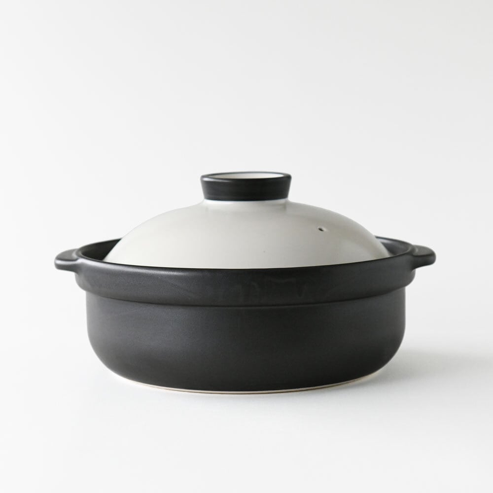 直火専用 宴 ﾎﾜｲﾄ/ﾌﾞﾗｯｸ 7号 鍋 1〜2人用 美濃焼 日本製 おしゃれ | み