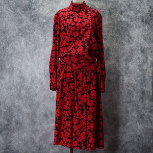 レディース 70 80年代 Usa製 ヴィンテージ 花柄 ワンピース ハイネック アメリカ古着 ブラック M L187 Roger S Ladies ロジャース レディース