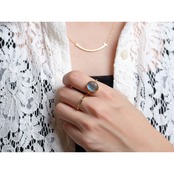 S925 PETIT STONE THIN RING -LABRADORITE-