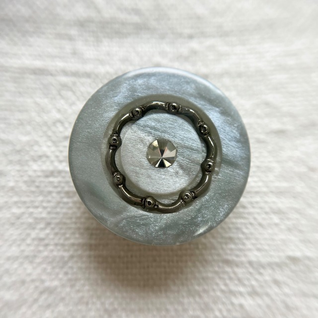 グレー  1粒ラインストーンフラワー 23mm