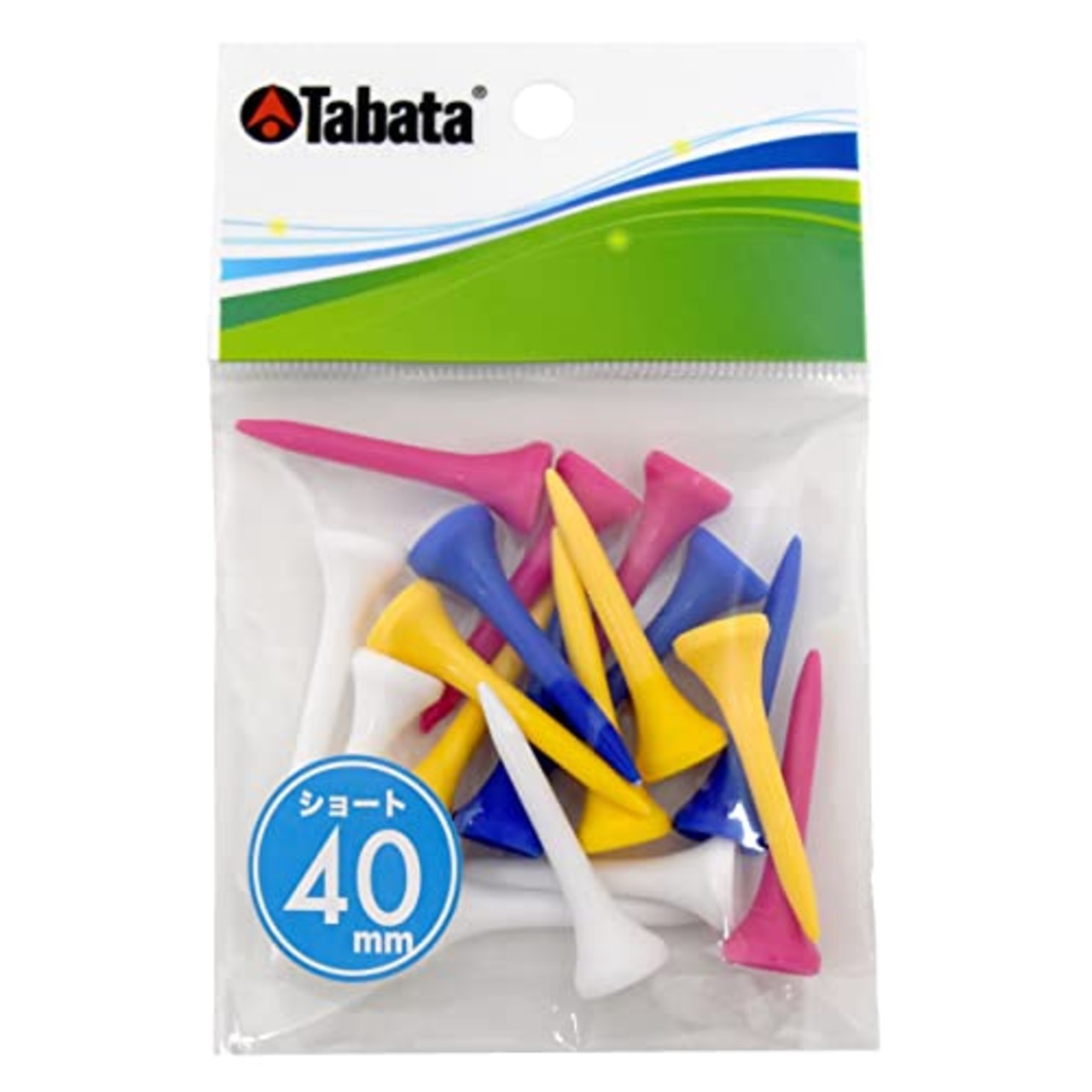 Tabata(タバタ) ゴルフ プラスリム ショートティー 40mm プラスチックティー スリムティー ショート 18本入 GV1418 S ホワイト、ブルー、イエロー、ピンク