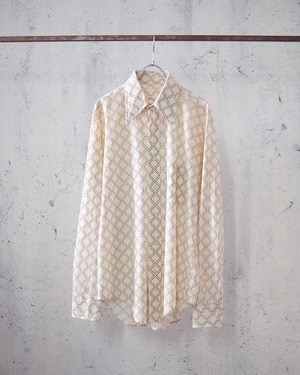 70's wire mesh pattern L/S shirt