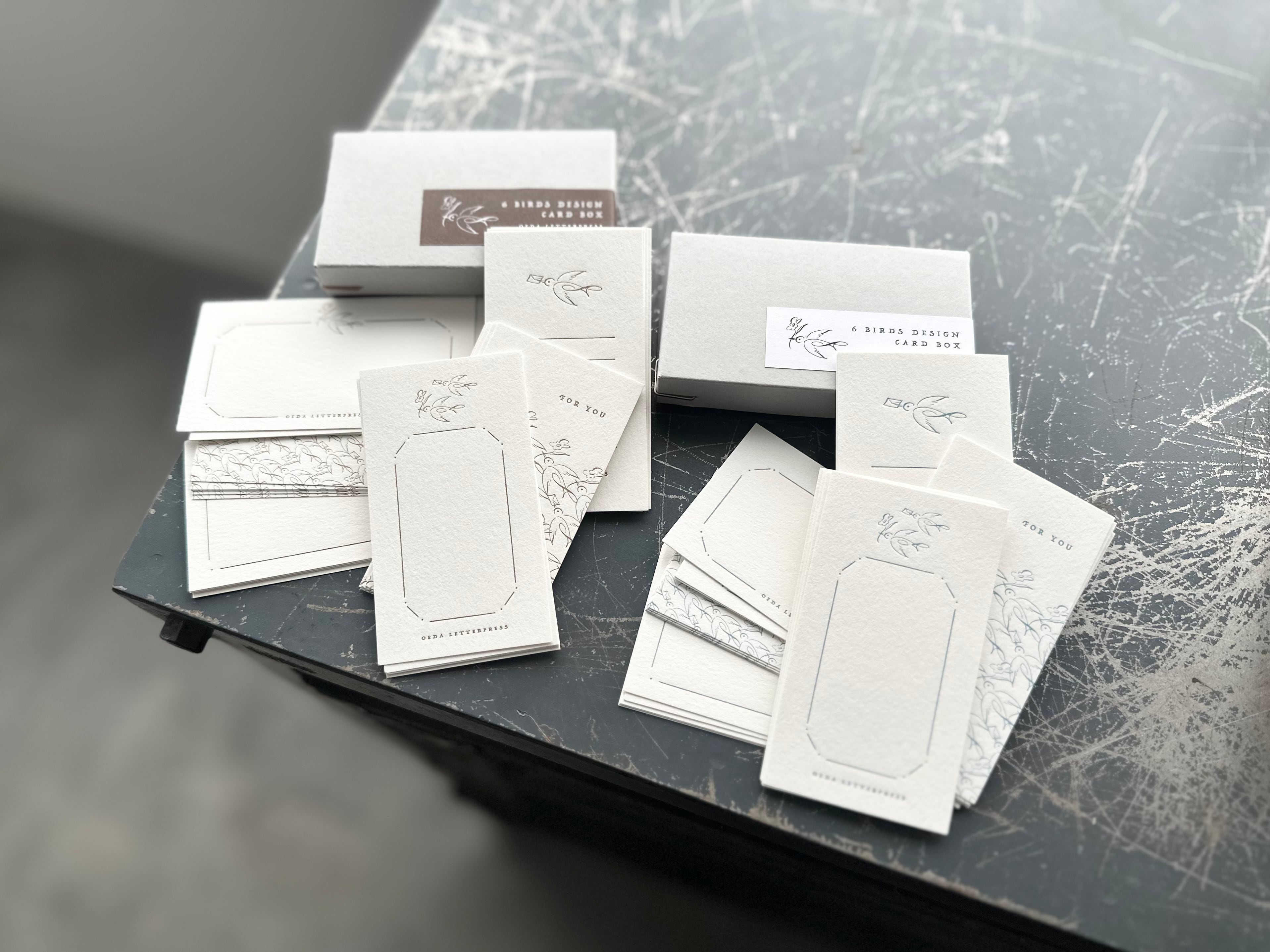 ”NEW" 6 BIRDS DESIGN CARD BOX【Pale blue / Bronze】