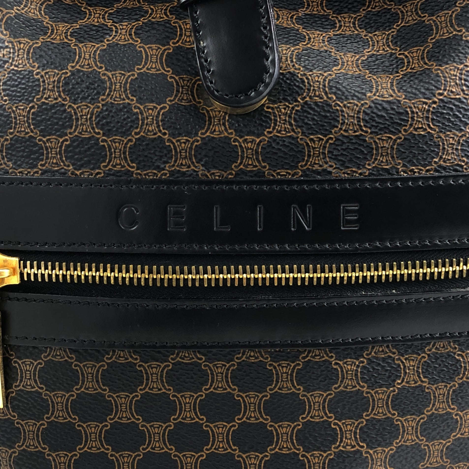CELINE セリーヌ マカダム リュック ブラック ロゴ PVC レザー バック