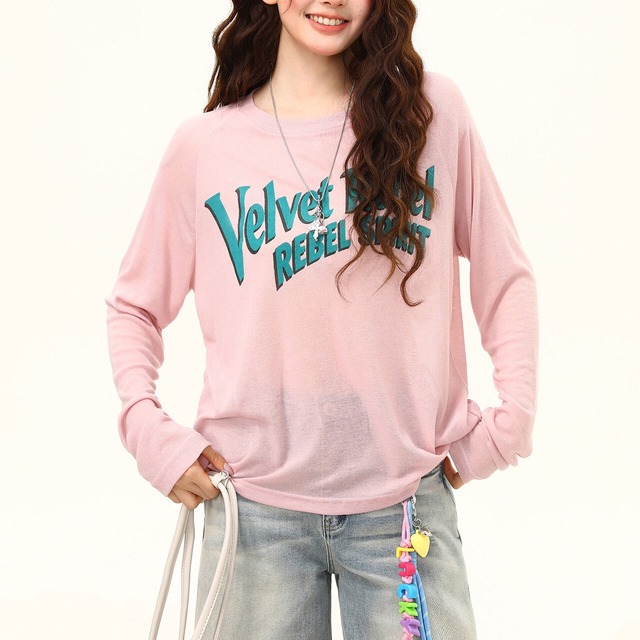 ヴィンテージライクロゴレタリングロングスリーブTシャツ 2col R02513