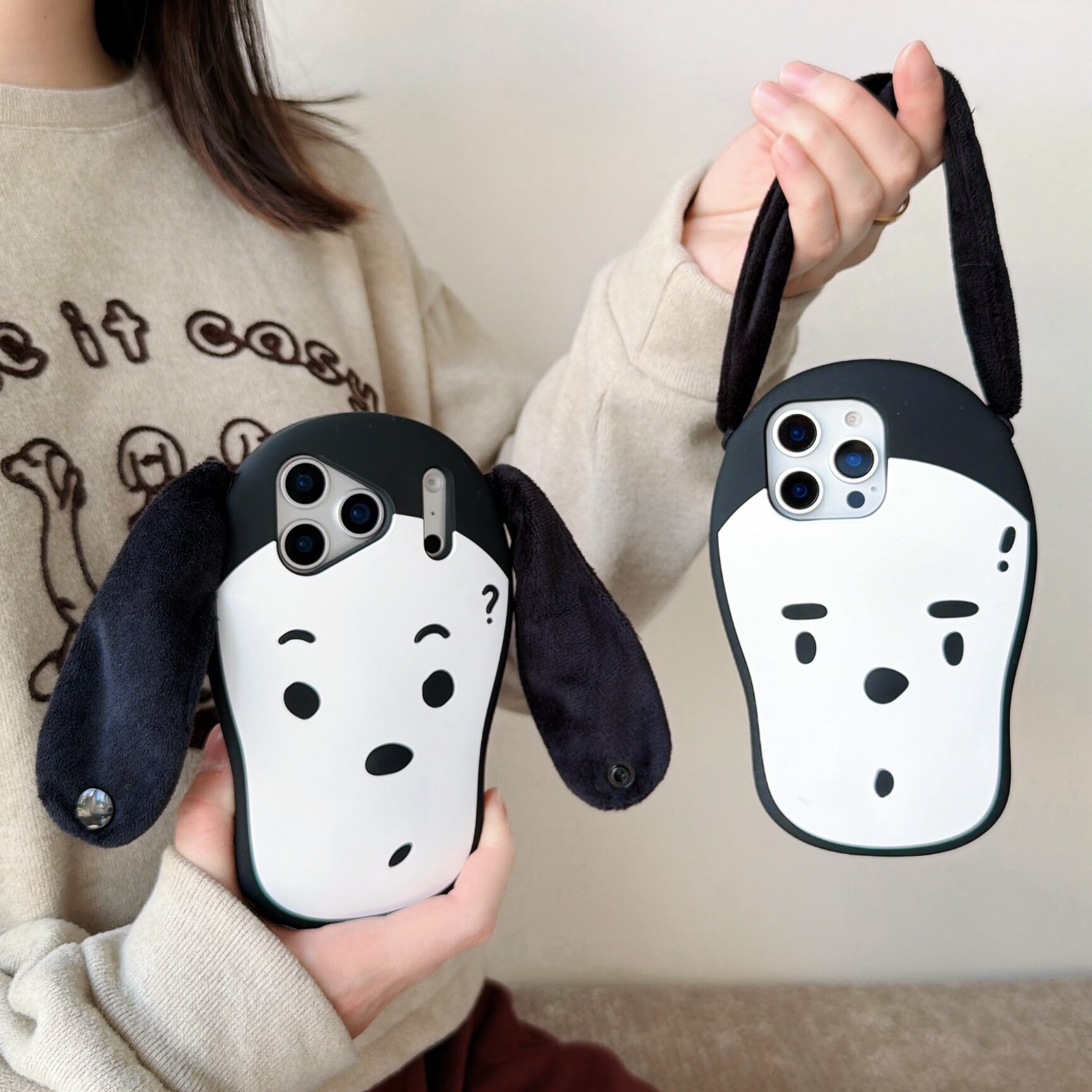 耳付きワンちゃん iPhone 17 16 15 14 13 ケース 犬 可愛い シリコン