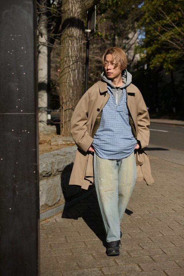 INDIVIDUALIZED SHIRTS / Ex Cotton Casemere pullover shirt (Blue graph check)