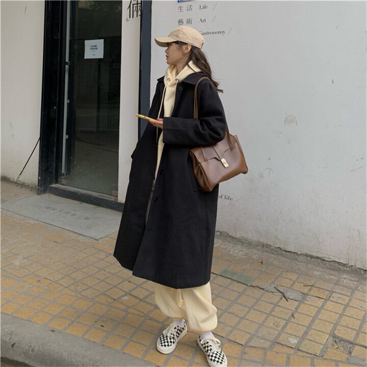 暖かい ゆったりする 大人気 快適である 怠惰な風 長袖 ロングセクション チェスターコート