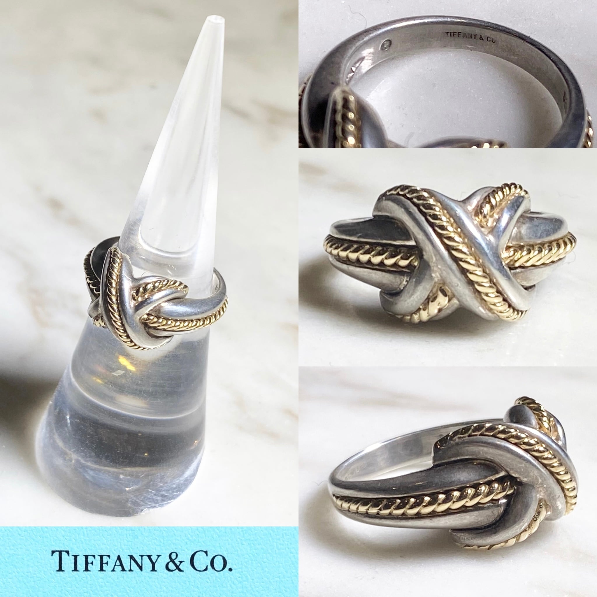 vintage TIFFANY silver × k18 signature cross ring | NOIR ONLINE