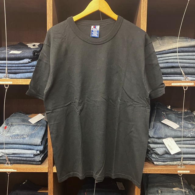 ①1990'S CHAMPION BLACK SOLID T-SHIRT