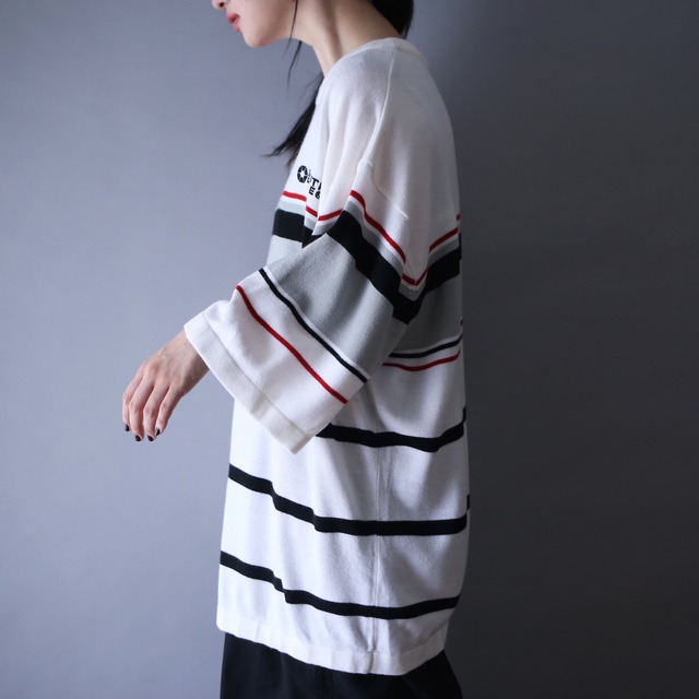 "SOUTH POLE" good coloring border over silhouette h/s knit cut sew