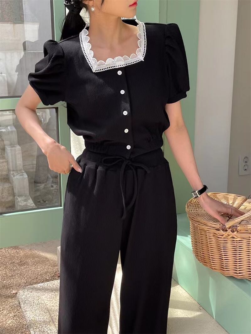 おしゃれ chic トップス+ロングパンツ セットアップ