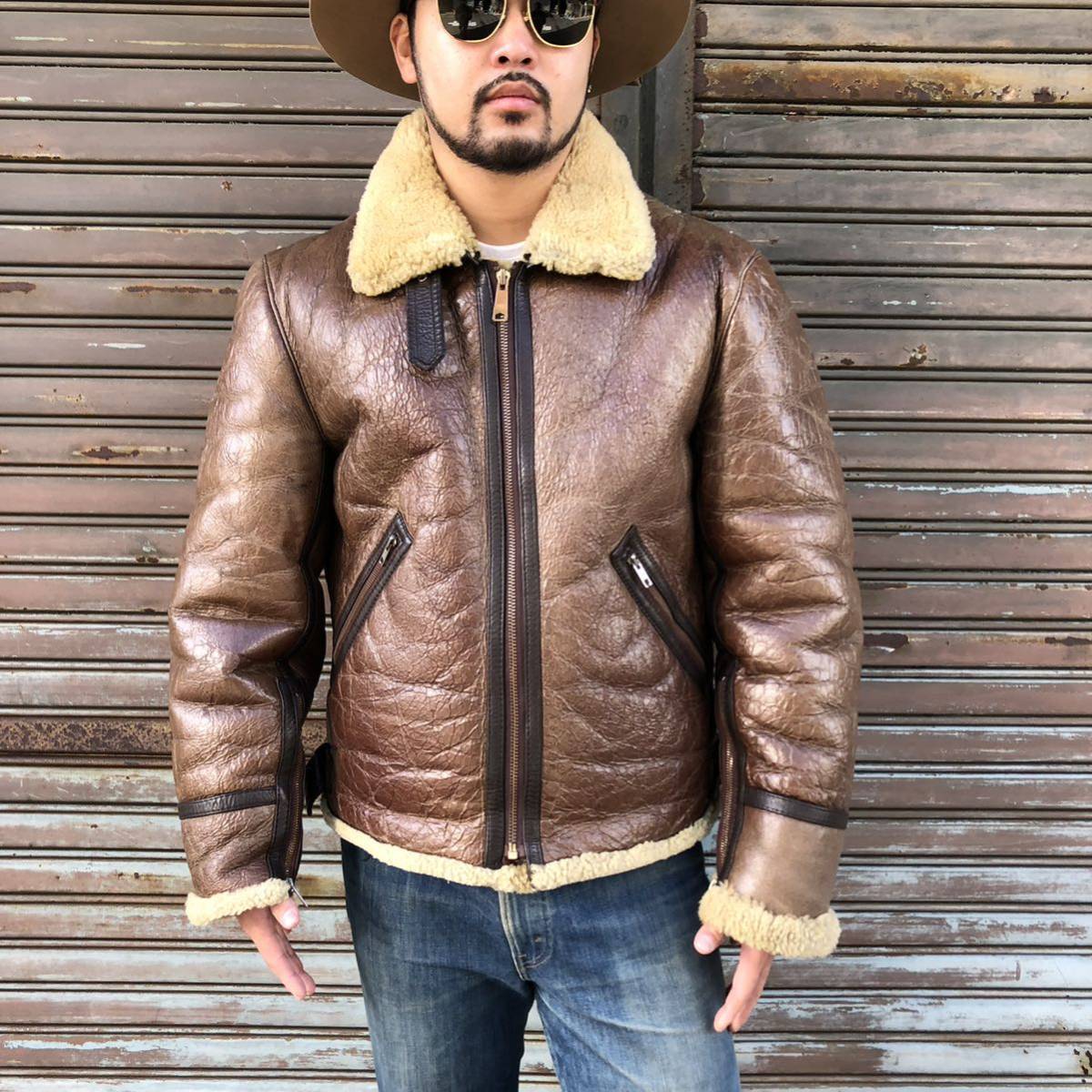 希少 英国 リアルムートン アーヴィンジャケット RAF Irvin Jacket 