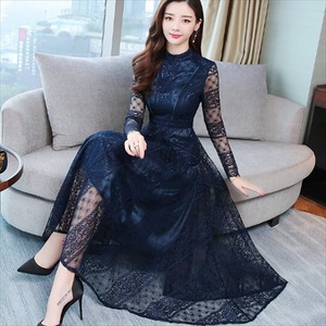 【送料無料】 ロングドレス ドレス dress 衣装 ワンピース 2色 パーティードレス パーティドレス ロング ロング丈 ミモレ ミモレ丈 袖あり 長袖 ラウンドネック Aライン フレア レース 透け感 シースルー フォーマル エレガント 可愛い 大人可愛い きれいめ シンプル カジュアル シック コンサバ 華やか 大人 上品 おしゃれ お洒落 こなれ感 高見え 高級感 秋 結婚式 二次会 パーティ パーティー 演奏会 30代 40代 レディース 女性用 お出かけ 女子会 お呼ばれ 休日 お茶会 韓国