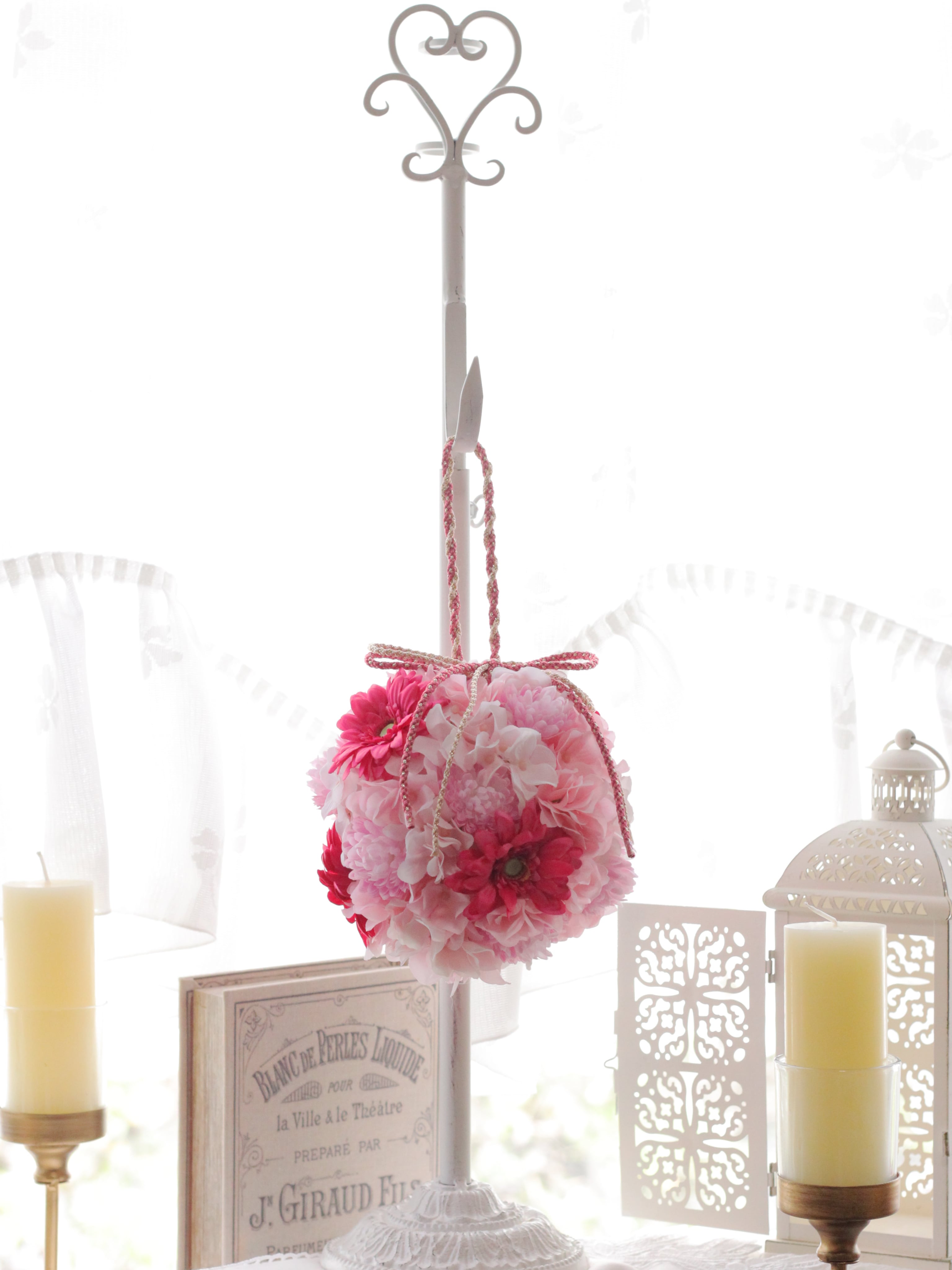 七五三羽子板飾り ボールブーケ付きお正月飾り ピンクブーケ ブルー