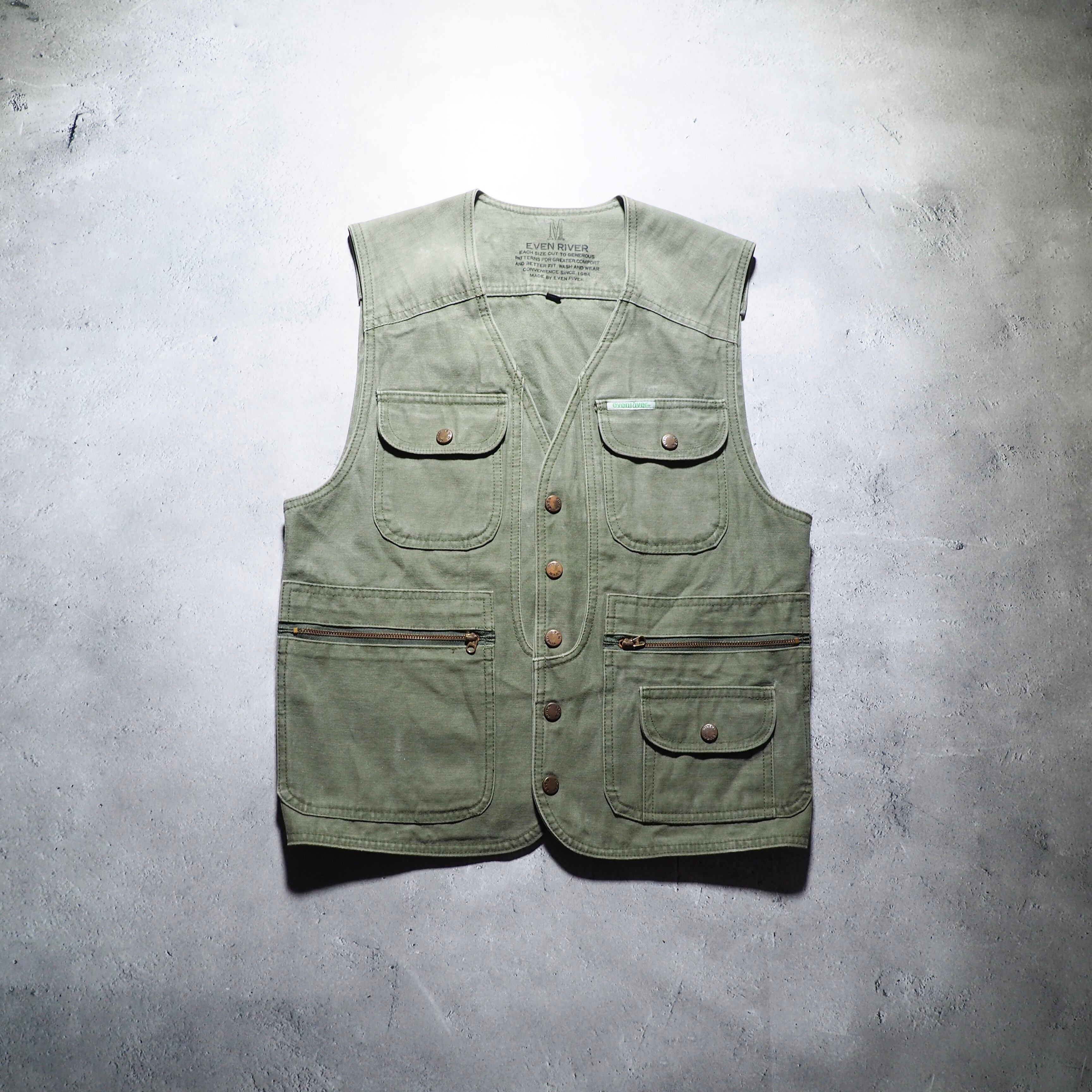 1990s Olive green color multi gimmick vintage vest