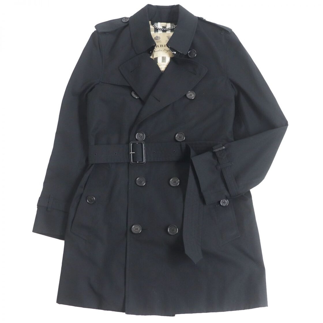 美品□BURBERRY/バーバリー ケンジントン 裏ノバチェック柄 ロゴボタン  