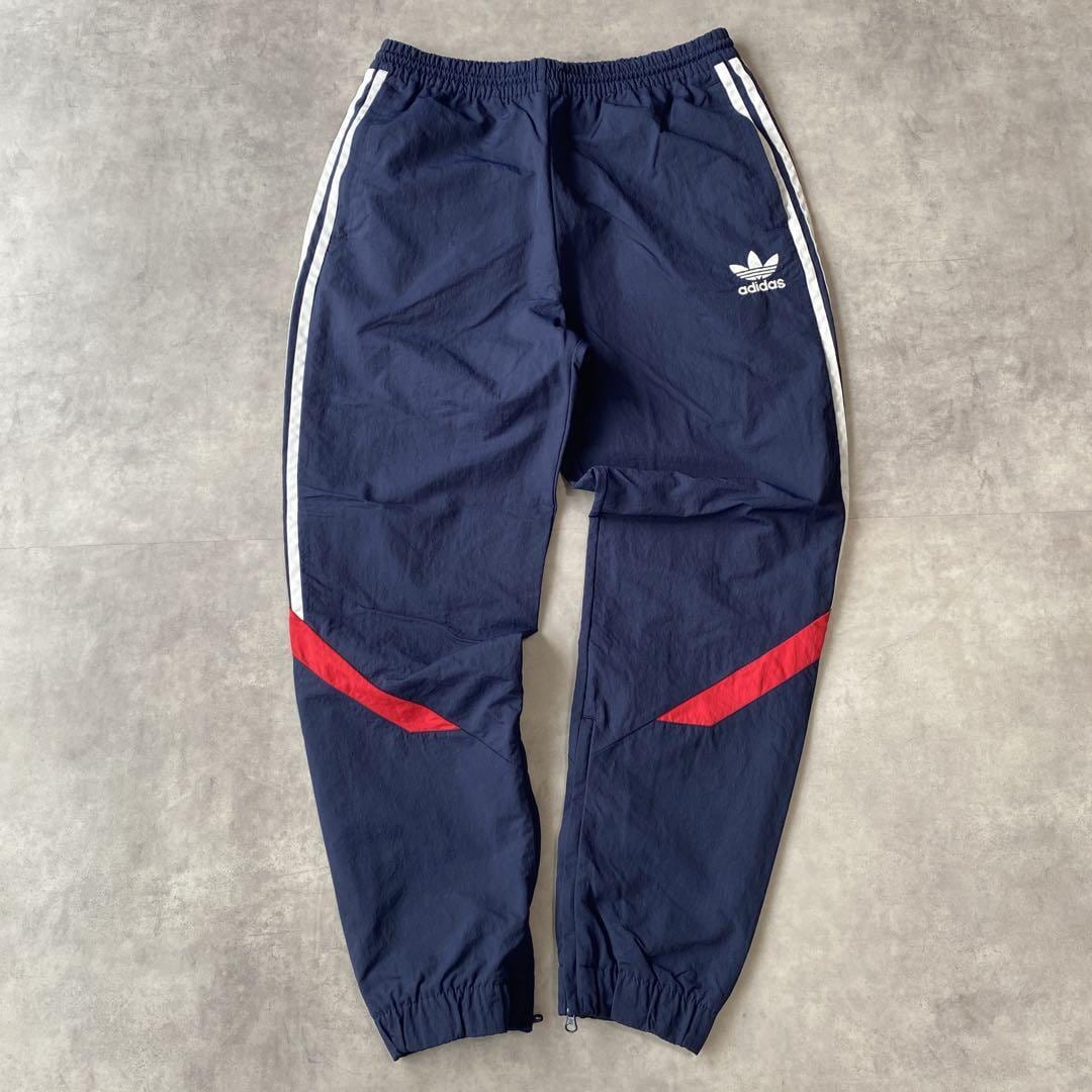 adidas ナイロン トラックパンツ adidas アディダス トラックパンツ ナイロン 刺繍 L 紺 赤 13588