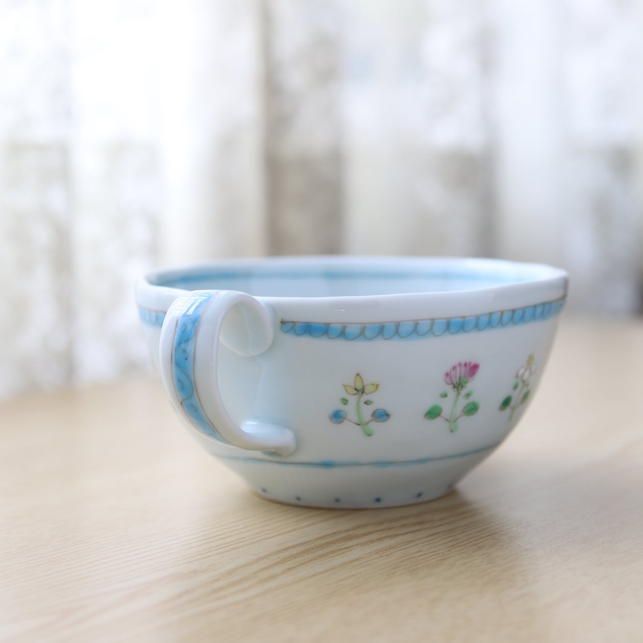 藍水 花暦（水色）カフェボール うつわ藍水（波佐見焼） | にっこう