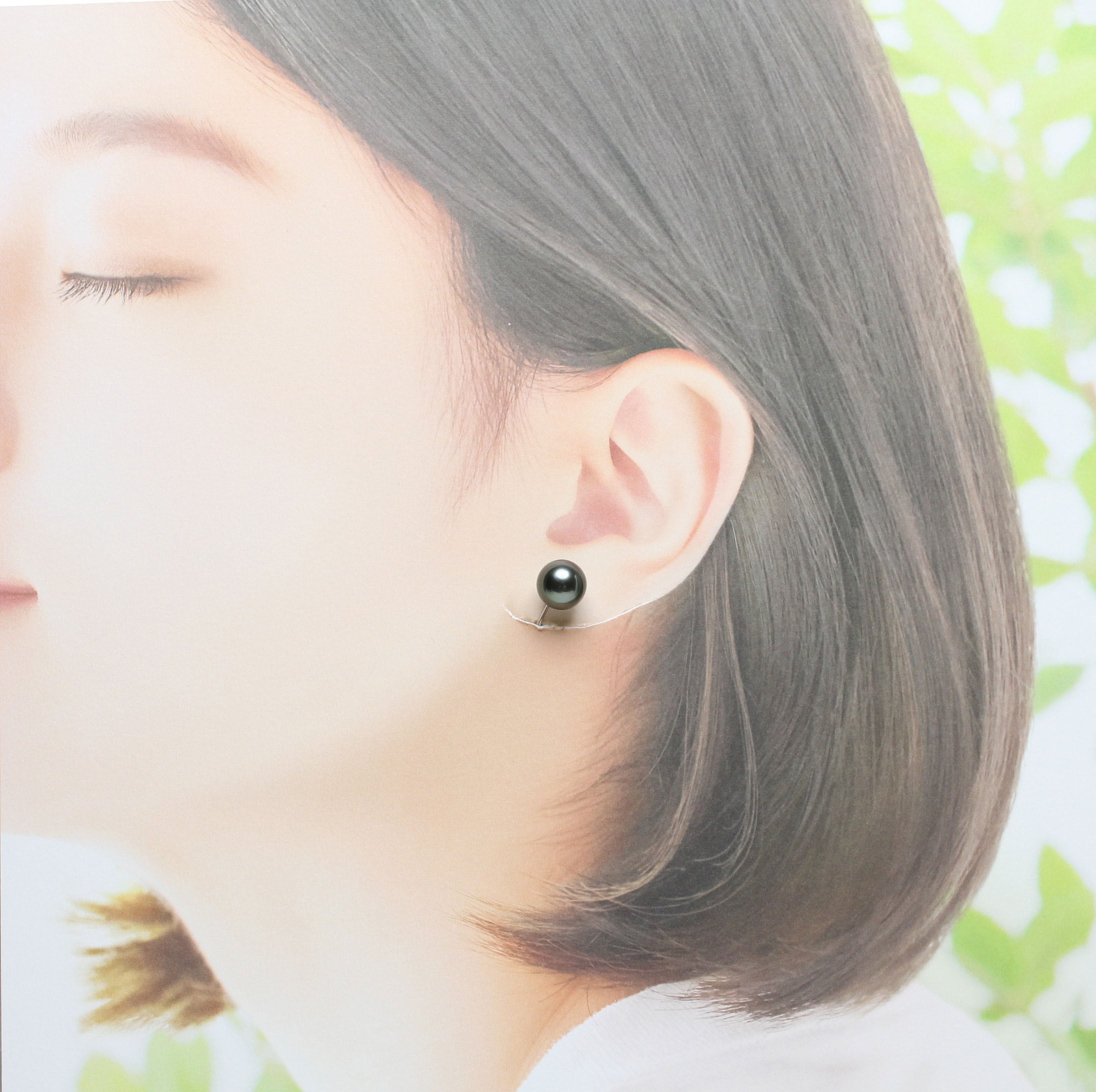 K14WG 黒蝶パール イヤリング 9.1mm 彩のしずく黒蝶真珠ピアス