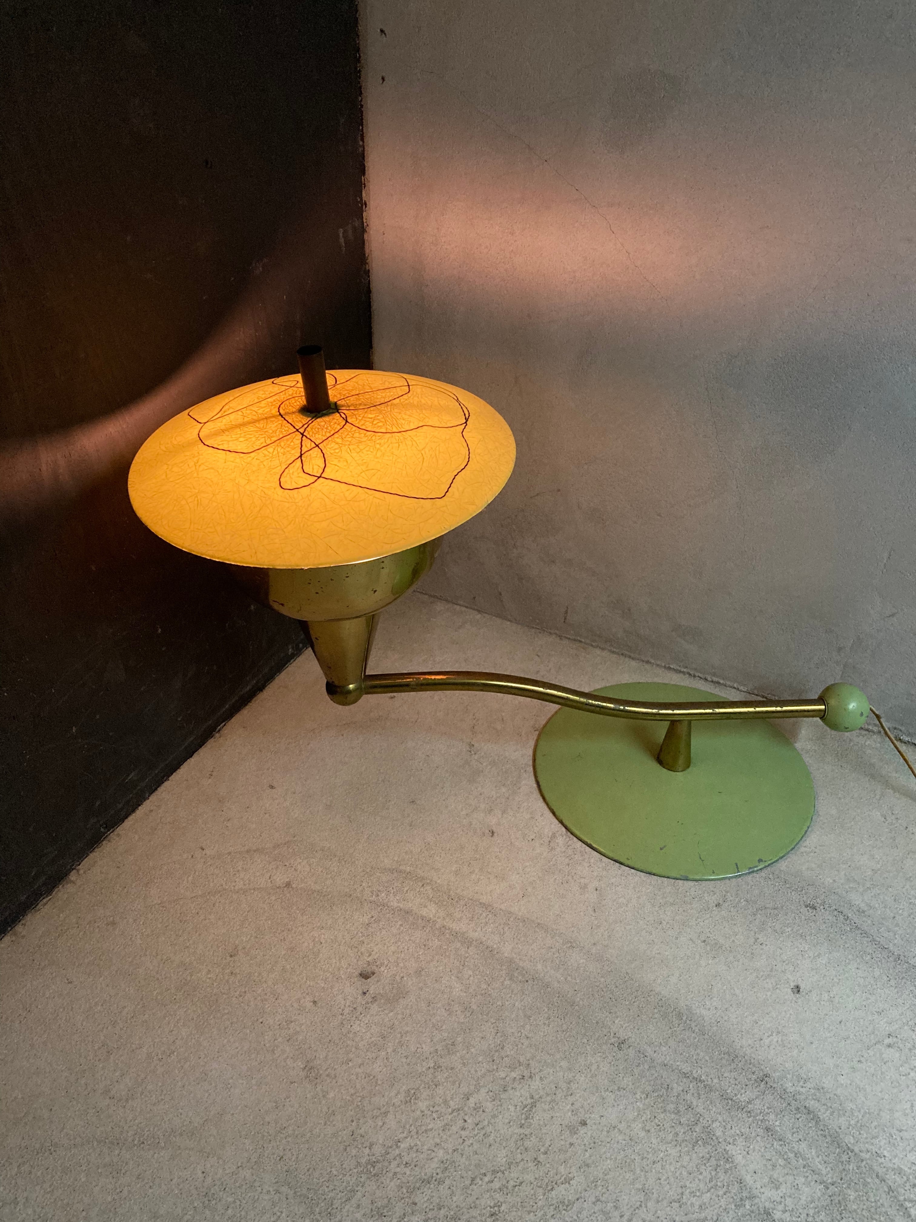50s FIBERGLASS UFO LAMP  (beady antiques)