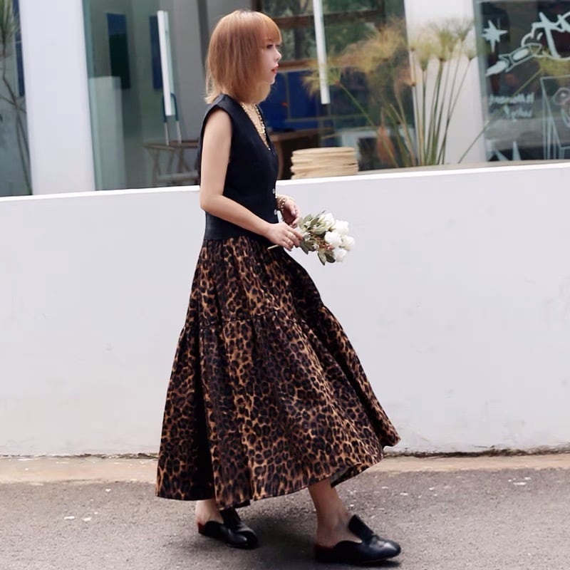 【美品】irshman. レオパード柄フレアスカート 美品】irshman. レオパード柄フレアスカート