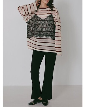 【CHIGNON】 ｼｱｰﾗﾝﾀﾞﾑﾎﾞｰﾀﾞｰTEE