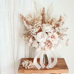 White×Beige Bouquet＆Boutonniere