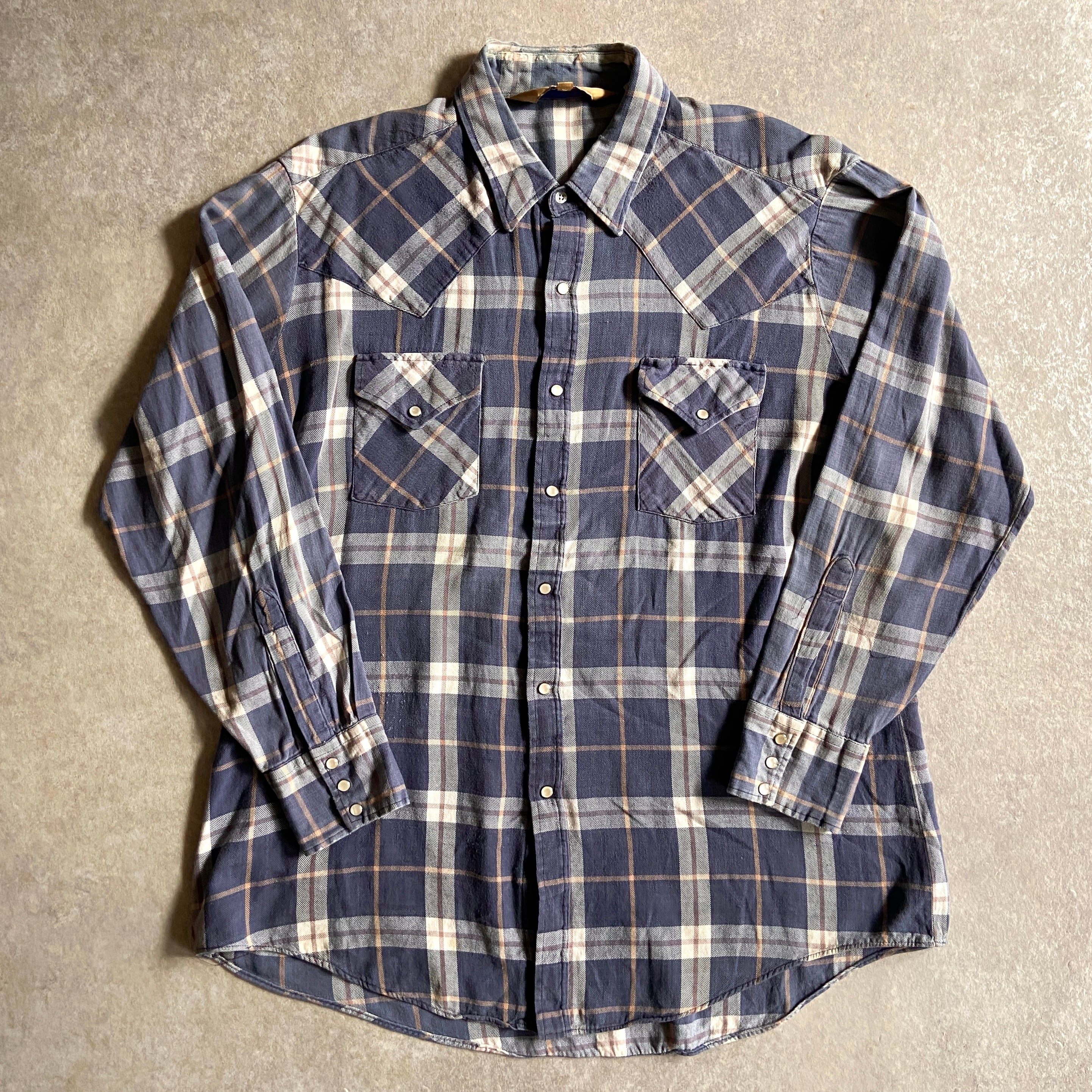 1990s BIG MAC L/S Western Flannel Shirts XL Made in USA H565