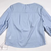 新品 タグ付き HANAE MORI PRIMATIVO ハナエモリ フロントレース 5分袖 7分袖 シャツ ブラウス サイズ 40 /ブルー系 レディース