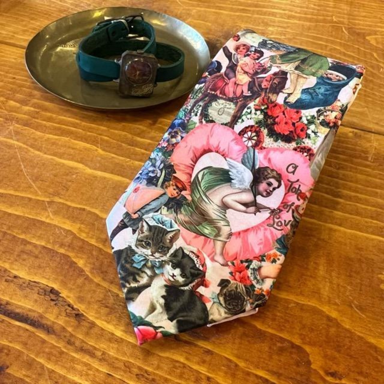 TOPANGA Accessory Heritage Tie, Angel Cat, Pink, Perfect for Gifts, Formal, Casual, Classic, Vintage　