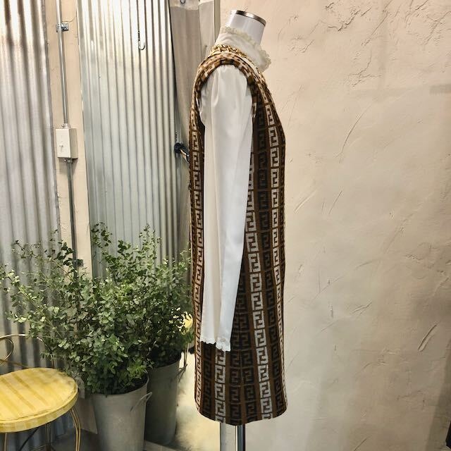 FENDI フェンディ ズッカ柄 パイル地 ノースリーブ ワンピース  