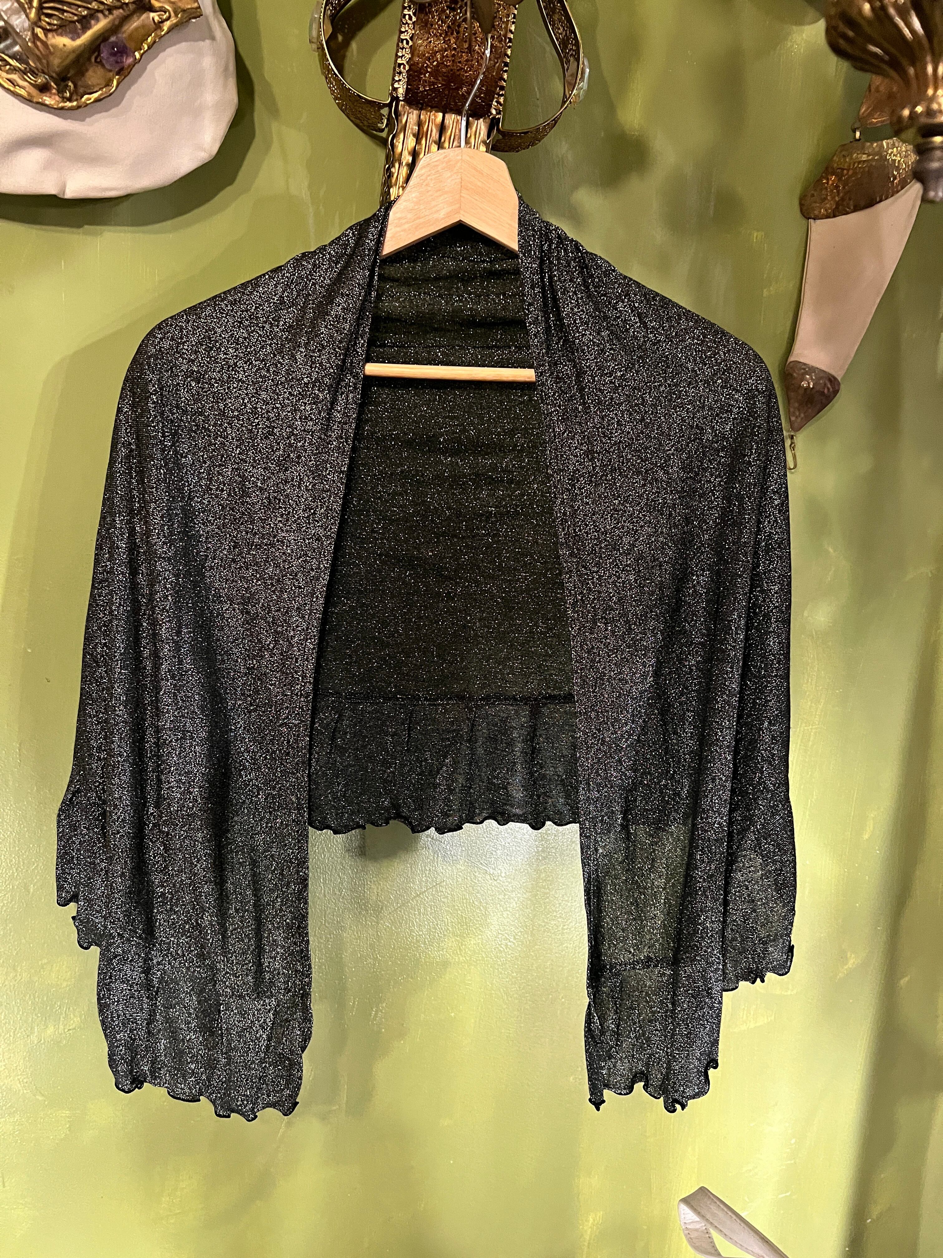 Vintage black × silver lame shawl scarf ( ヴィンテージ ブラック × シルバー ラメ ショール スカーフ )