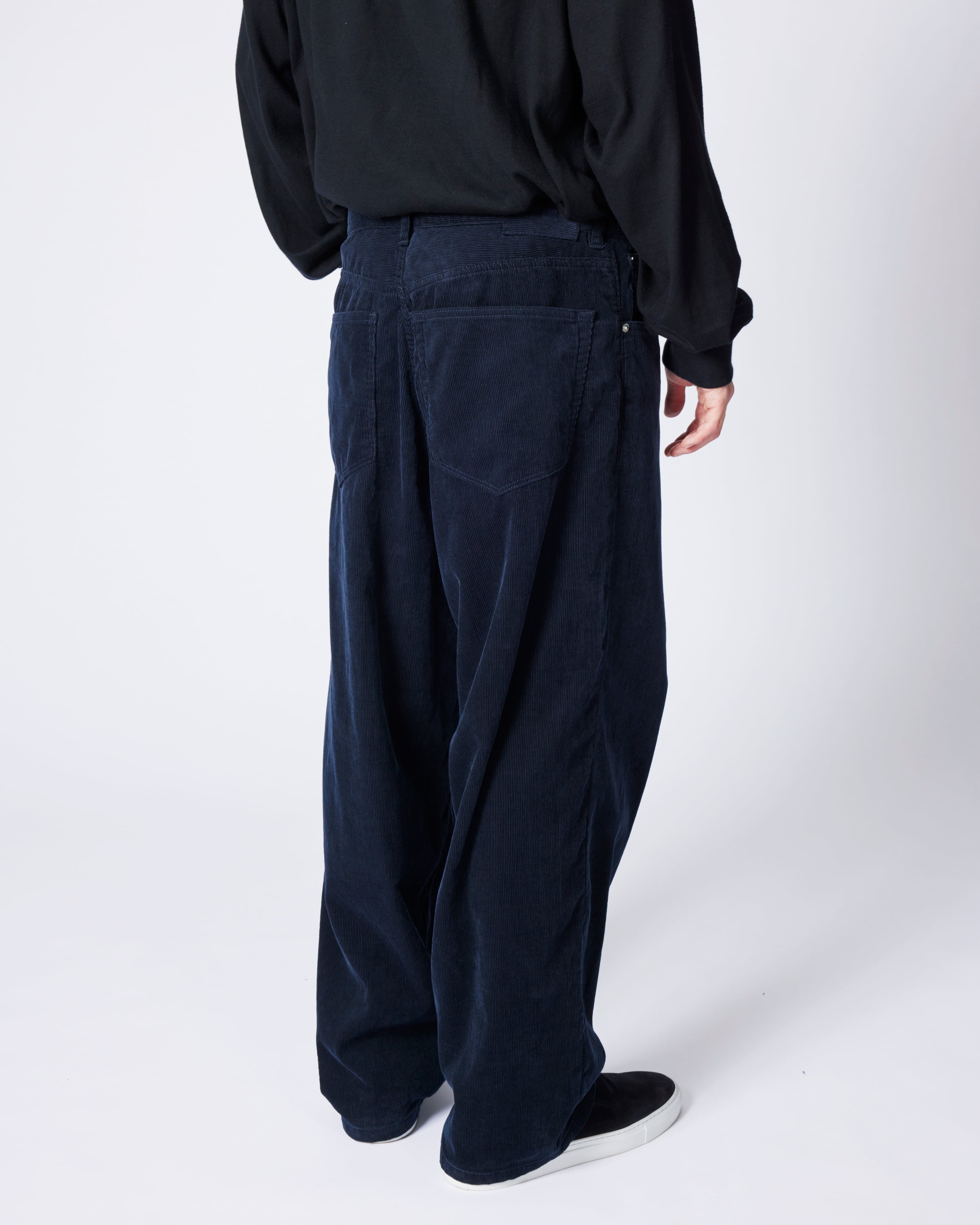everyone wide straight corduroy trousers (NAVY) | everyone