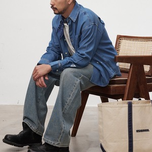 フェードブルー・リラックスデニムシャツ A2106