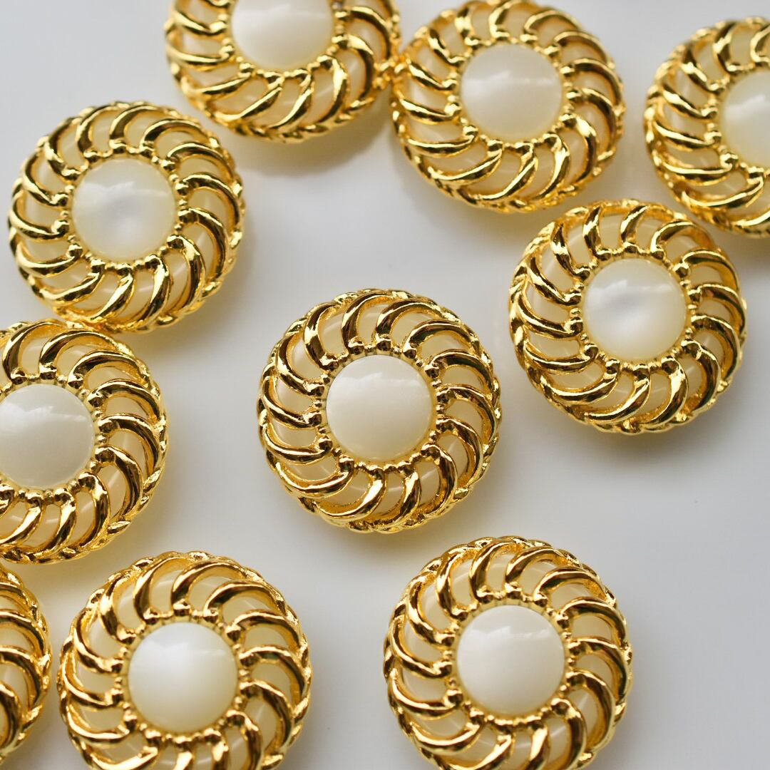 ゴールドフラワーフレーム×アイボリー 21㎜