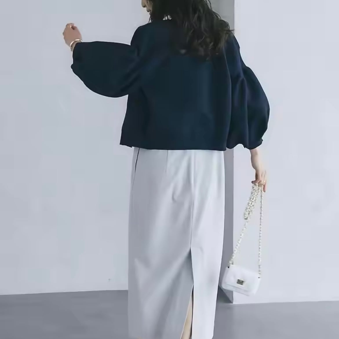 lantern sleeve knit cardigan